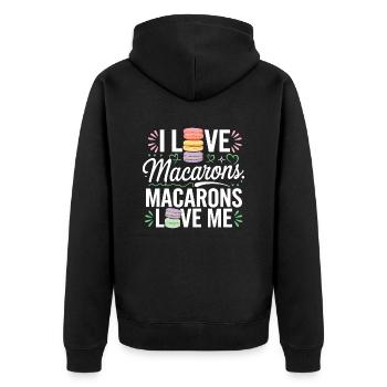 Les macarons, c’est l’amour - Veste à capuche bio Premium Unisexe - noir - Dos - Nico (187cm)