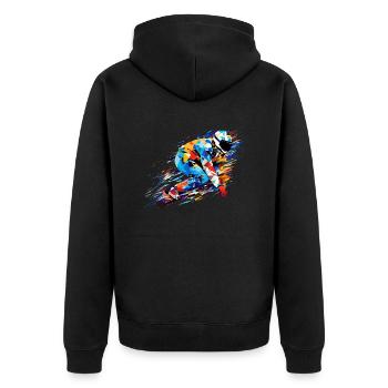 Snowboard Sport Spiel Champion Wettbewerb Zusammenfassung - Unisex Premium Bio Zip Hoodie - Schwarz - Hinten - Nico (187cm)