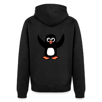 Pinguin Süßes Baby Kind Flügel hochheben Glücklich - Unisex Premium Bio Zip Hoodie - Schwarz - Hinten - Nico (187cm)