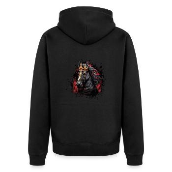 Horse Crown - Unisex Premium Organic Zip Hoodie - black - Back - Nico (187cm)