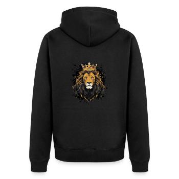 löwe könig - Unisex Premium Bio Zip Hoodie - Schwarz - Hinten - Nico (187cm)