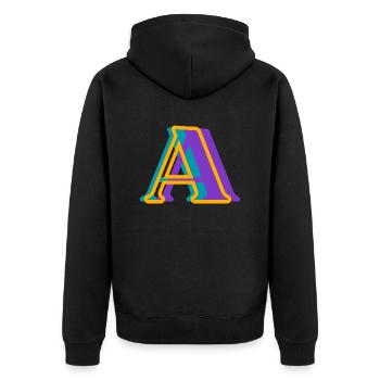 Buchstabe A mehrfarbig - originelle Geschenkidee - Unisex Premium Bio Zip Hoodie - Schwarz - Hinten - Nico (187cm)