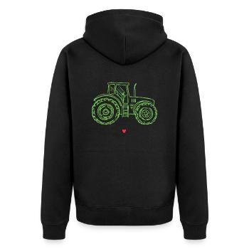Traktor / Traktor / Traktor - Unisex Premium Bio Zip Hoodie - Schwarz - Hinten - Nico (187cm)