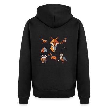 Animaux géométriques de la forêt - Veste à capuche bio Premium Unisexe - noir - Dos - Nico (187cm)