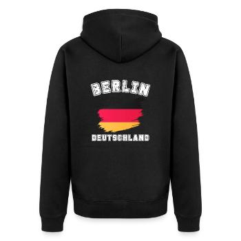 Berlin Germany - Brush Stroke Flag Design - Unisex Premium Organic Zip Hoodie - black - Back - Nico (187cm)
