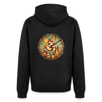 Gitarre Fee - Unisex Premium Bio Zip Hoodie - Schwarz - Hinten - Nico (187cm)
