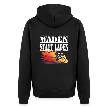 Rennrad Radsport Waden Statt Laden für Radfahrer - Unisex Premium Bio Zip Hoodie - Schwarz - Hinten - Nico (187cm)