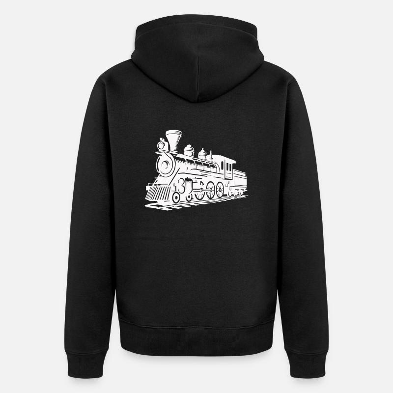 Train de locomotives - Veste à capuche bio Premium Unisexe - noir