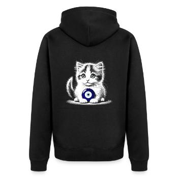 Nazar - Unisex Premium Bio Zip Hoodie - Schwarz - Hinten - Nico (187cm)