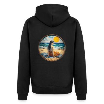 Fille sur la plage - Veste à capuche bio Premium Unisexe - noir - Dos - Nico (187cm)