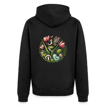 Frühling Tulpen Fee - Unisex Premium Bio Zip Hoodie - Schwarz - Hinten - Nico (187cm)