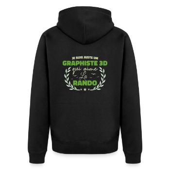 Fier d’être Graphiste 3D et Passionné de la Rando - Veste à capuche bio Premium Unisexe - noir - Dos - Nico (187cm)
