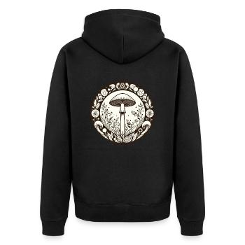 Mandala Champignon Mystique - Art Nouveau Botanique - Veste à capuche bio Premium Unisexe - noir - Dos - Nico (187cm)