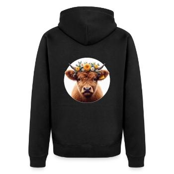 Veau Highlander avec fleurs 2 - Veste à capuche bio Premium Unisexe - noir - Dos - Nico (187cm)