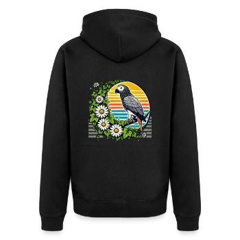 Afrikanischer Graupapagei - Unisex Premium Bio Zip Hoodie - Schwarz - Hinten - Nico (187cm)