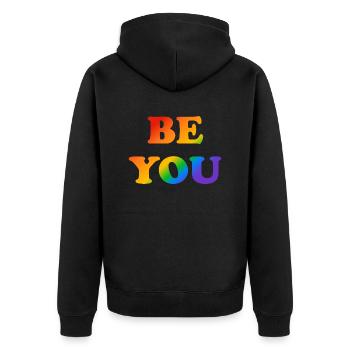 BE YOU Rainbow LGBT Pride - Unisex Premium Organic Zip Hoodie - black - Back - Nico (187cm)