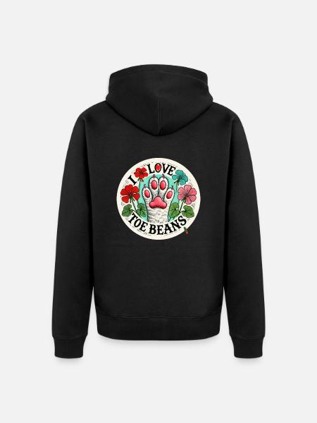 I Love Toe Beans - Unisex Premium Organic Zip Hoodie - black