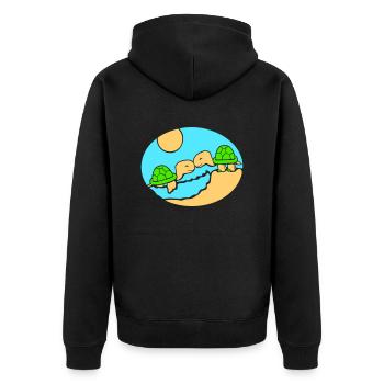 2 Schildkröten Strand Pärchen Verliebt küssen Meer - Unisex Premium Bio Zip Hoodie - Schwarz - Hinten - Nico (187cm)