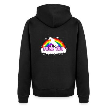 Unicorn fuck you - Unisex Premium Organic Zip Hoodie - black - Back - Nico (187cm)