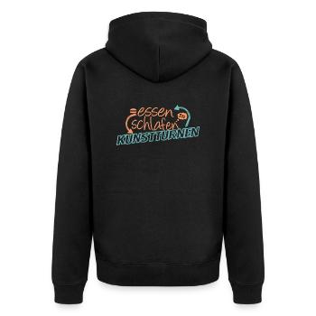 Essen Schlafen Kunstturnen - Unisex Premium Bio Zip Hoodie - Schwarz - Hinten - Nico (187cm)