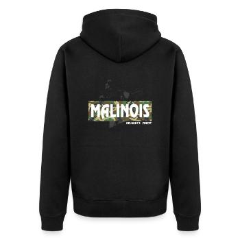 Malinois Camouflage Print - Unisex Premium Bio Zip Hoodie - Schwarz - Hinten - Nico (187cm)