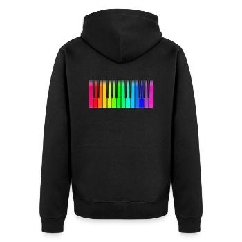 Klaviatur Regenbogen - Unisex Premium Bio Zip Hoodie - Schwarz - Hinten - Nico (187cm)