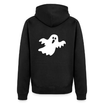 Gespenst - Unisex Premium Bio Zip Hoodie - Schwarz - Hinten - Nico (187cm)
