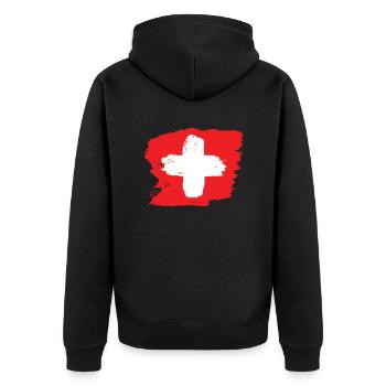Drapeau suisse drapeau football style grunge graffiti - Veste à capuche bio Premium Unisexe - noir - Dos - Nico (187cm)