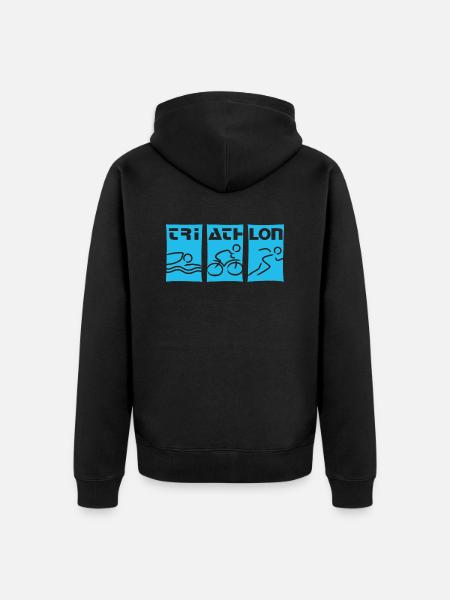 Triathlon cyan - Unisex Premium Bio Zip Hoodie - Schwarz