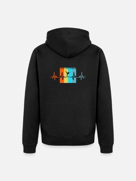 Gymnastics heartbeat retro gift - Unisex Premium Organic Zip Hoodie - black
