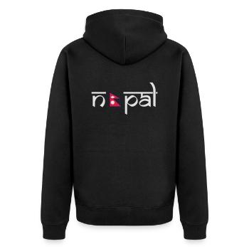 Nepal - Unisex Premium Organic Zip Hoodie - black - Back - Nico (187cm)