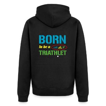 Triathlon - Unisex Premium Bio Zip Hoodie - Schwarz - Hinten - Nico (187cm)