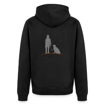 Frau Weiblich Labrador - Unisex Premium Bio Zip Hoodie - Schwarz - Hinten - Nico (187cm)
