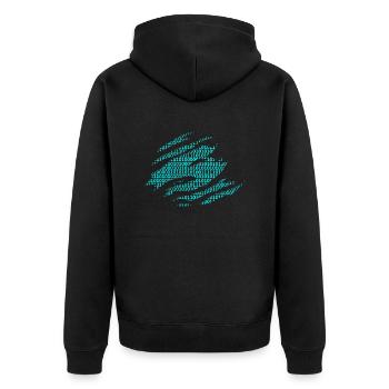 Binäre Zahlen Matrix - Unisex Premium Bio Zip Hoodie - Schwarz - Hinten - Nico (187cm)