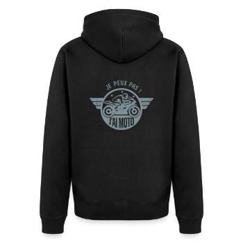 Je peux pas j'ai moto cadeau humour motard motarde - Veste à capuche bio Premium Unisexe - noir - Dos - Nico (187cm)
