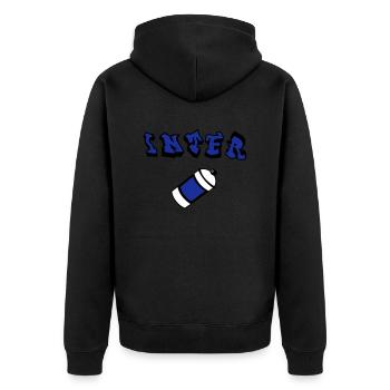 Inter Graffiti - Unisex Premium Bio Zip Hoodie - Schwarz - Hinten - Nico (187cm)