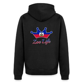 Haiti Haitian Flagge Krone Leben I Geschenkidee - Unisex Premium Bio Zip Hoodie - Schwarz - Hinten - Nico (187cm)
