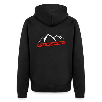 Erzgebirger - Unisex Premium Bio Zip Hoodie - Schwarz - Hinten - Nico (187cm)