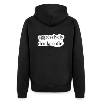 Coffe mokka käffchen Espresso filterkaffe bonen - Unisex Premium Bio Zip Hoodie - Schwarz - Hinten - Nico (187cm)