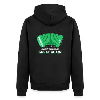Make Polka Music Great Again Music Accordion - Unisex Premium Bio Zip Hoodie - Schwarz - Hinten - Nico (187cm)