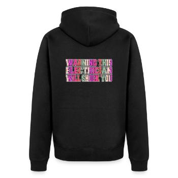 electrician clothing gift devices happy - Unisex Premium Bio Zip Hoodie - Schwarz - Hinten - Nico (187cm)