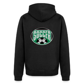 Soccer Hobby Sport Schild - Unisex Premium Bio Zip Hoodie - Schwarz - Hinten - Nico (187cm)