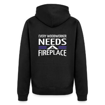 americas job present idea woodcutter badge funny - Unisex Premium Organic Zip Hoodie - black - Back - Nico (187cm)