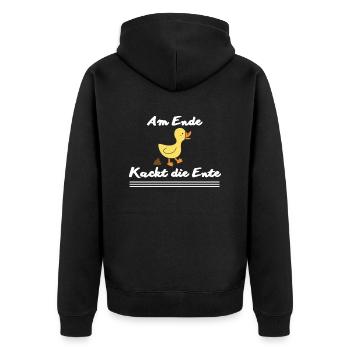 Entenkacke - Unisex Premium Bio Zip Hoodie - Schwarz - Hinten - Nico (187cm)