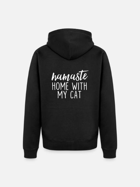 Namaste Home With My Cat - Unisex Premium Organic Zip Hoodie - black