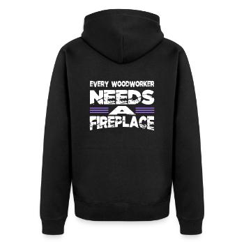 woodworking woodcutter - Unisex Premium Bio Zip Hoodie - Schwarz - Hinten - Nico (187cm)