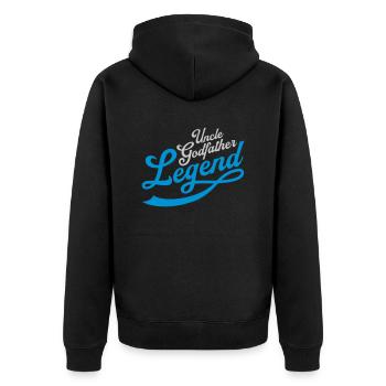 Uncle Godfather Legend Zitat - Unisex Premium Bio Zip Hoodie - Schwarz - Hinten - Nico (187cm)