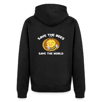 Save the Bees Save the World - Unisex Premium Organic Zip Hoodie - black - Back - Nico (187cm)