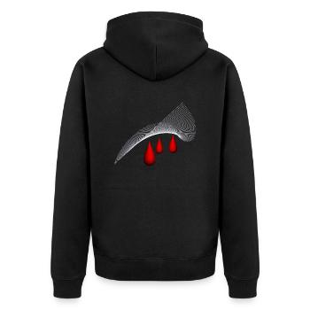 rote Tränen, red teardrops - Unisex Premium Bio Zip Hoodie - Schwarz - Hinten - Nico (187cm)