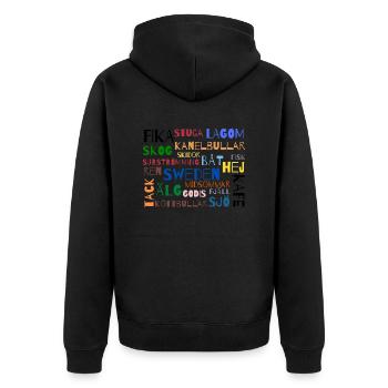 Wörter SWEDEN - Unisex Premium Bio Zip Hoodie - Schwarz - Hinten - Nico (187cm)